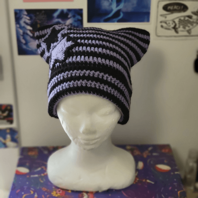 Bonnet chat étoiles
